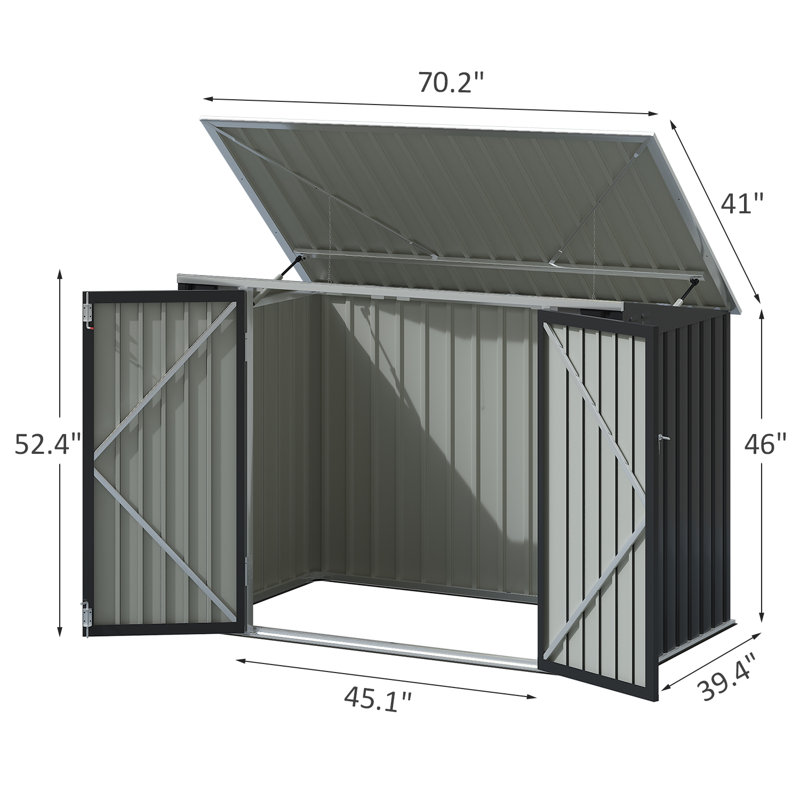 6 ft. W X 3 ft. D Galvanized Steel Horizontal Garage Shed