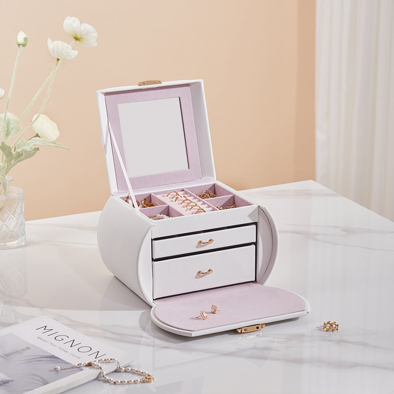 PU Leather Jewellery Box +, White