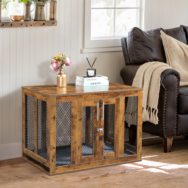 Table d'appoint à porte simple en panneau de particules enduit de mélamine 37,01 po avec plateau et coussin couleur bois pourri