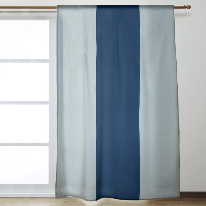 Room Darkening Curtain Single Panel, Seattle Baseball Silver/Navy Blue/Metallic Silver