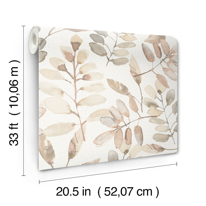 Papier peint Pinnate Salmon Leaves, Rose