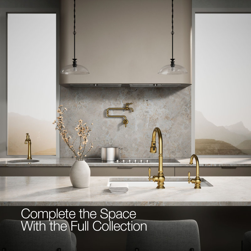 Artifacts Beverage Faucet, Vibrant Brushed Moderne Brass