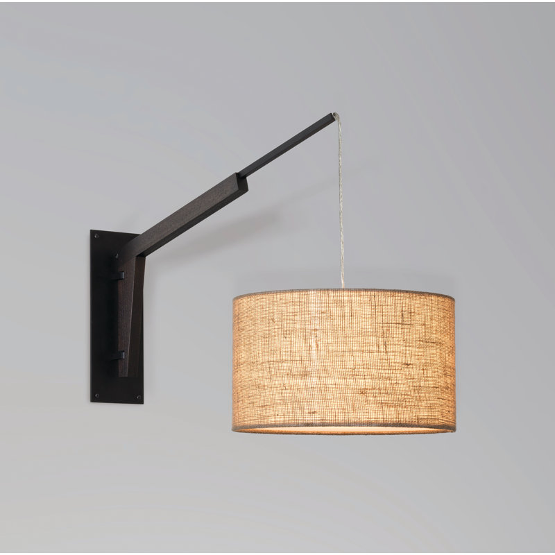 Talea 1 - Light Swing Arm, Textured Black Powdercoat/Dark Stained Walnut, Burlap