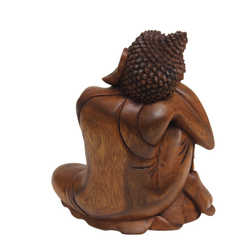 Relaxing Buddha Wood Figurine
