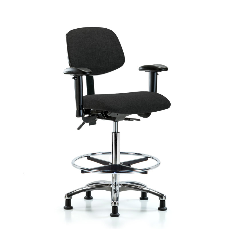 Hermione Drafting Chair, Black, Glides, Not Included