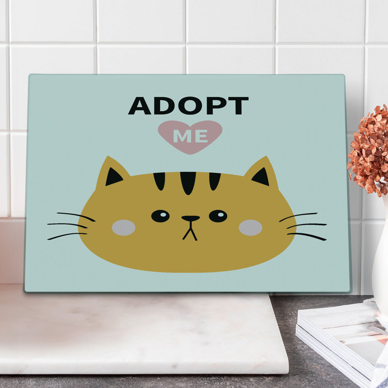 Ambesonne Cat Cutting Board Large Size Adopt Me Big Face Multicolor