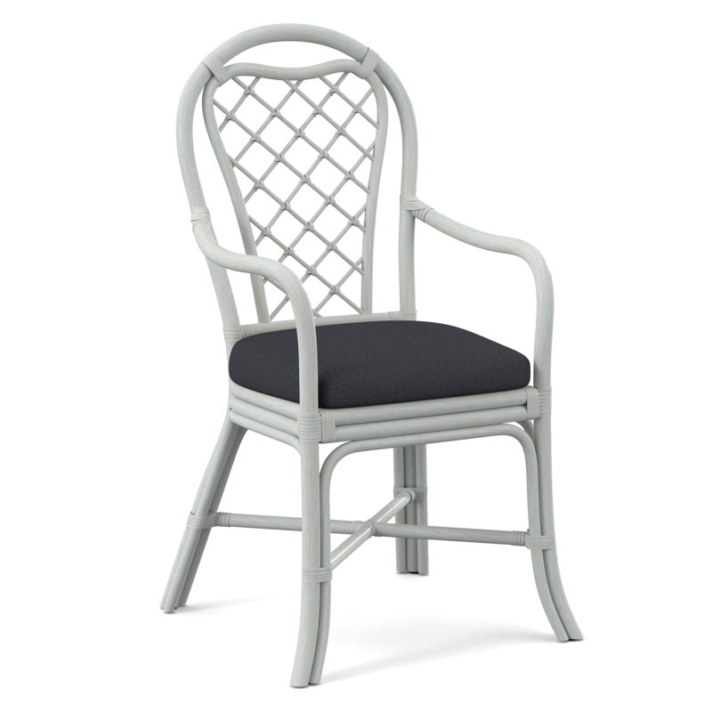 Trellis Dining Arm Chair, Bisque, White Performance Fabric; 0851-94