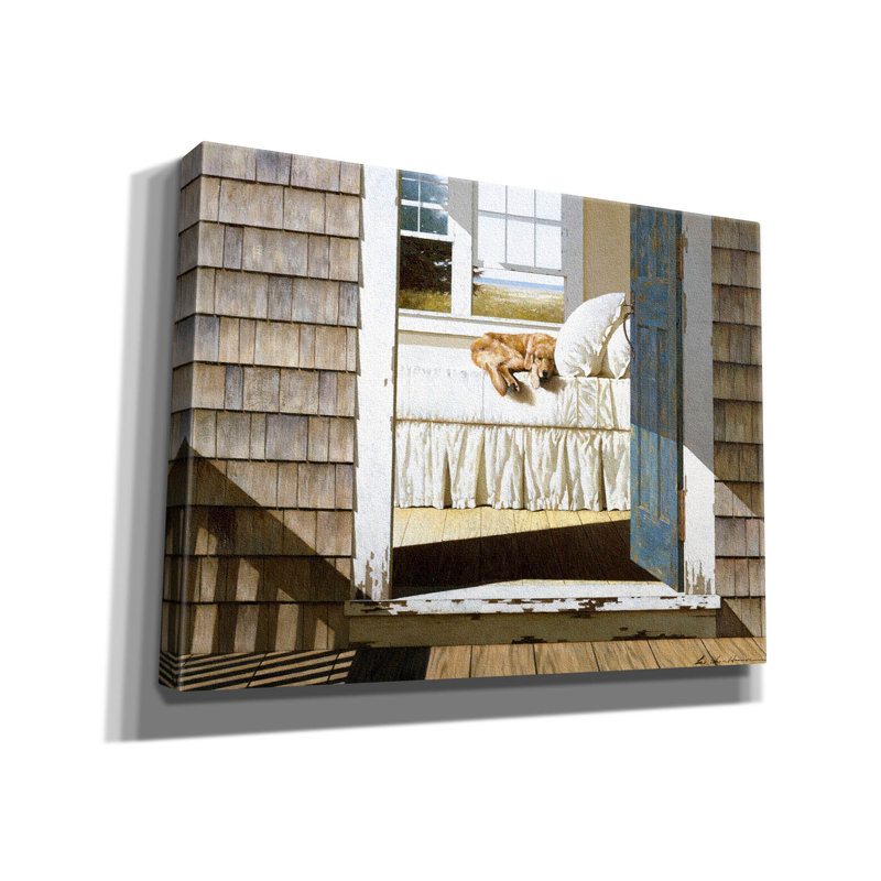 «Beach House Dog» par Zhen-Huan Lu, art mural sur toile, H 12 po x l 16 po x P 0,75 po