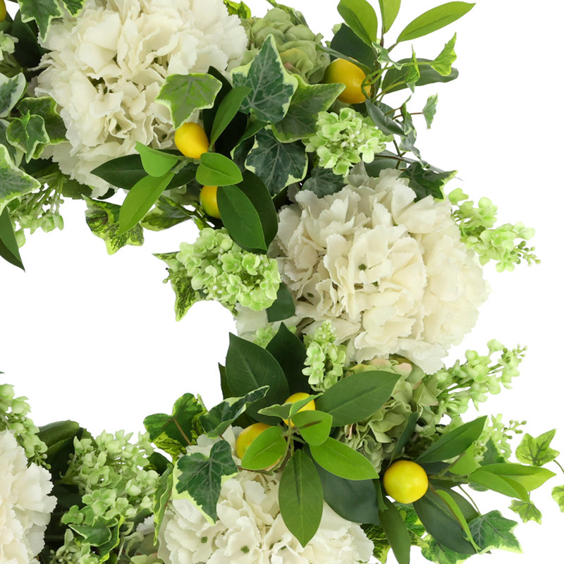 28'' Hydrangea Wreath with Lilacs and Lemons
