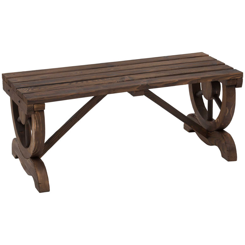 Banc à roulettes en bois pour 2 personnes Outsunny
