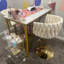 Tabouret de bar rotatif à hauteur réglable en velours l 20,5 po avec base en métal-1845736326