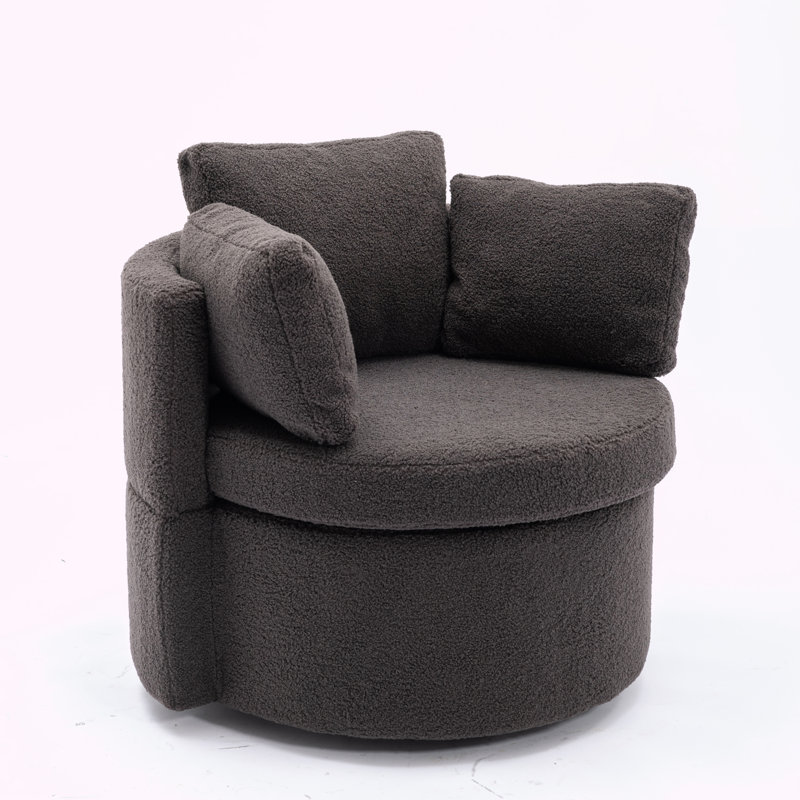 Hever Upholstered Swivel Barrel Chair, Wool Dark Gray