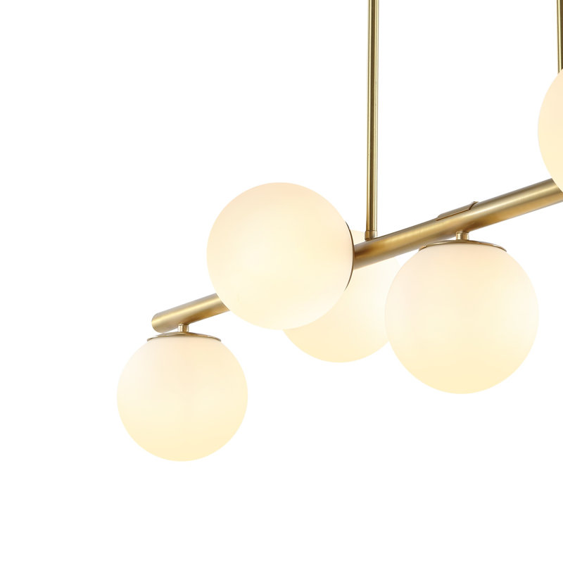 Demetria 7 - Light Kitchen Island Pendant, Brass Gold, White