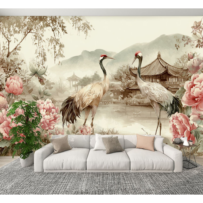 Papier peint auto-adhésif Chinoiserie, L 144 po x l 100 po