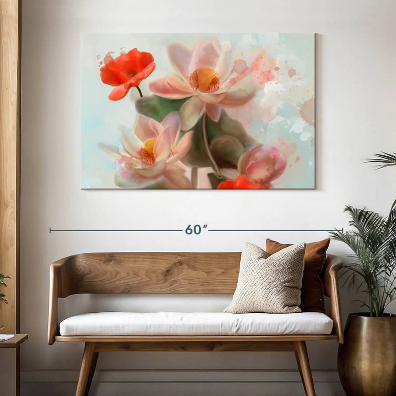 Harnek lys et coquelicots abstraits, H 32 po x l 48 po