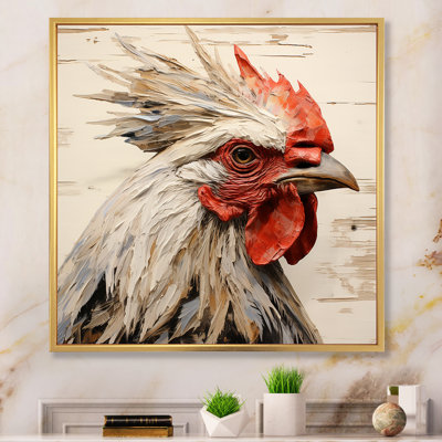 Rustic Rooster Wooden Peck III - Poulet, art mural