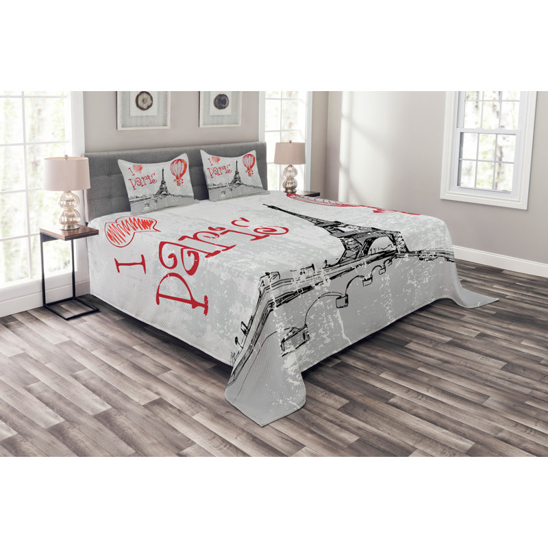 Love Bedspread Set with Shams, 220 x 264 cm