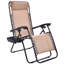 Chaise longue d'extérieur inclinable zéro gravité avec plateau utilitaire - beige