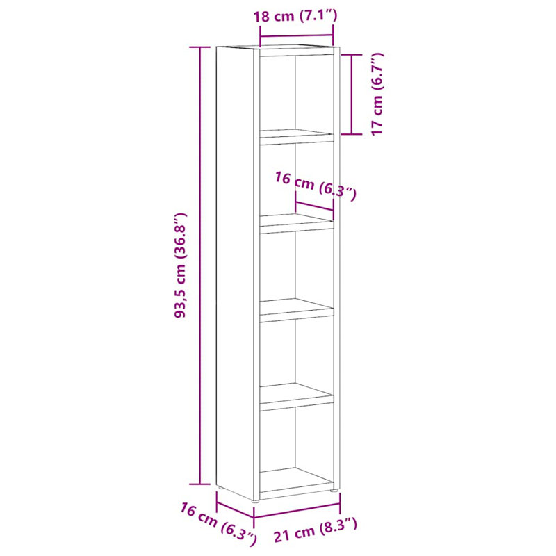 CD Multimedia Storage Rack, Black Oak