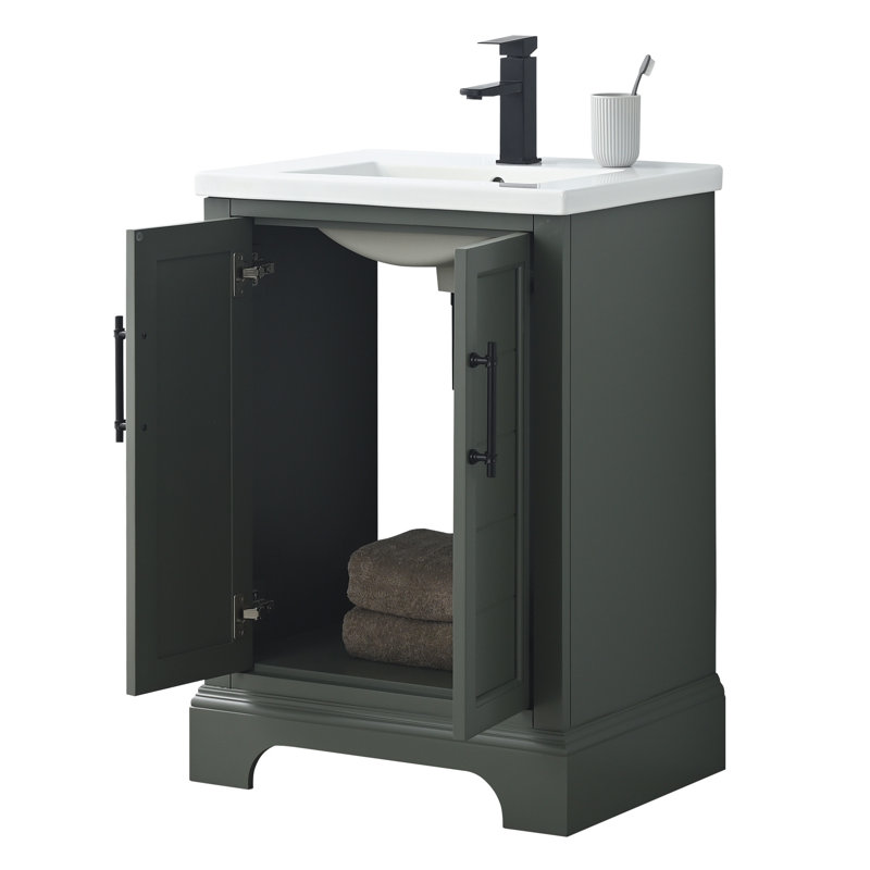  24" Single Bathroom Vanity Set, Vintage Green