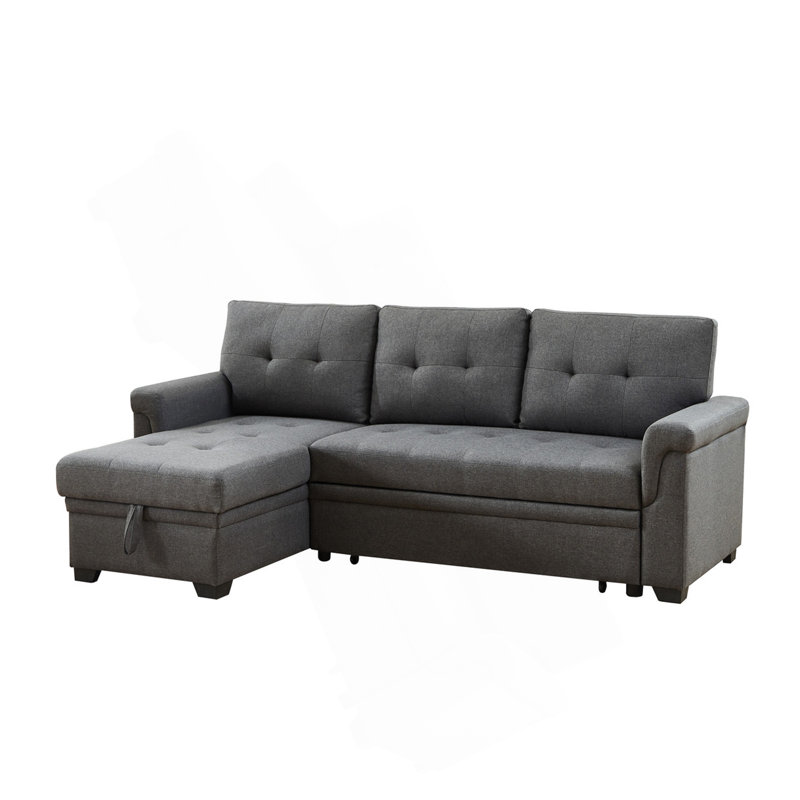 Canapé-lit modulaire réversible en lin gris foncé Hunter 84 po avec rangement Hunter