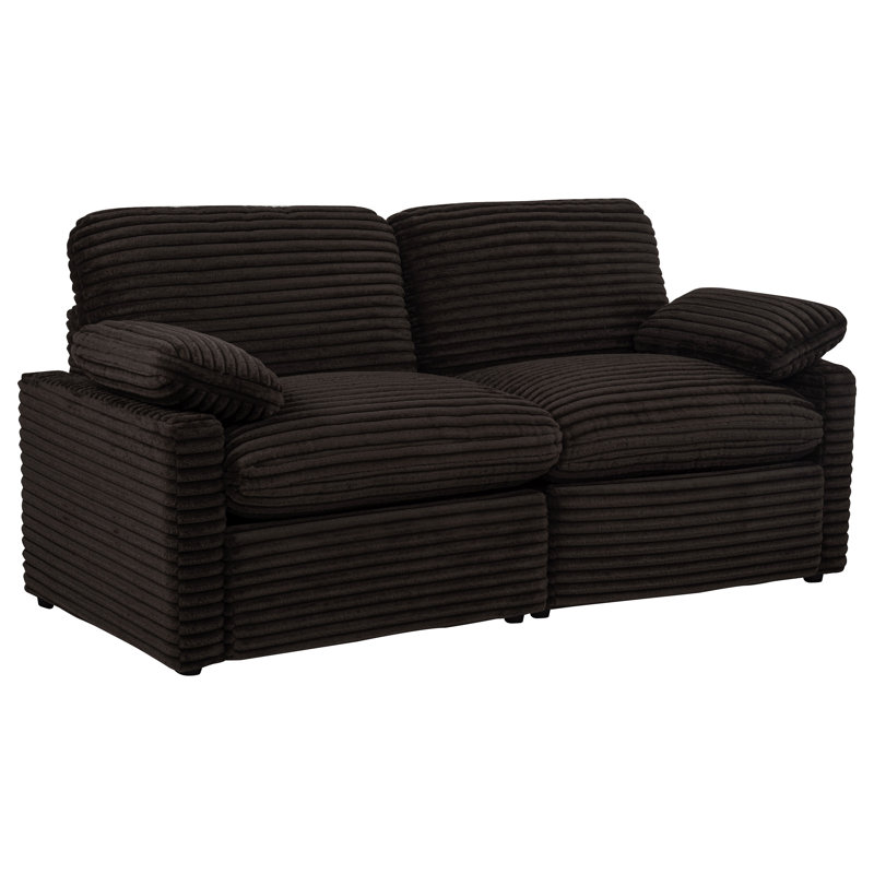Collins Modular Power Loveseat Chocolate Brown, Chocolate Brown Corduroy