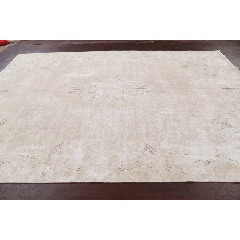Tapis rectangulaire en laine noué à la main de conception unique 7 pi 10 po x 10 pi 10 po Naod