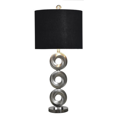 Lampe de table Poly - Argent infini - Abat-jour noir