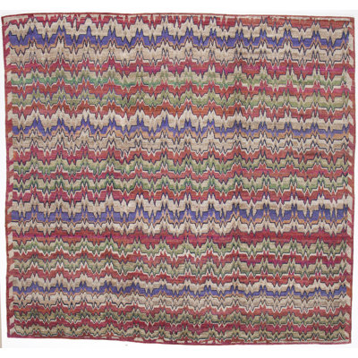 Rumi Hand-Knotted Silk Area Rug in Red/Blue/Green