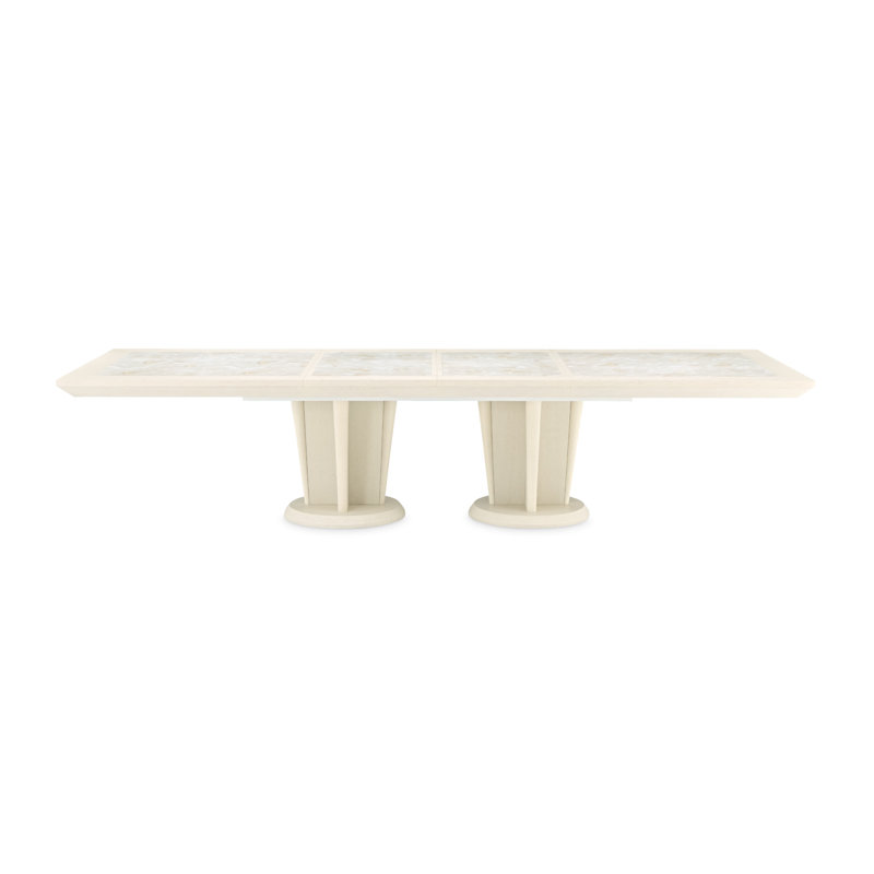 Rectangle Oak Extendable Double Pedestal Dining Table