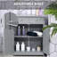 Armoire de salle de bain en gris, 2 portes et tiroirs avec tablette réglable, rangement autoportant, matériau, eau, espace supplémentaire pour les serviettes