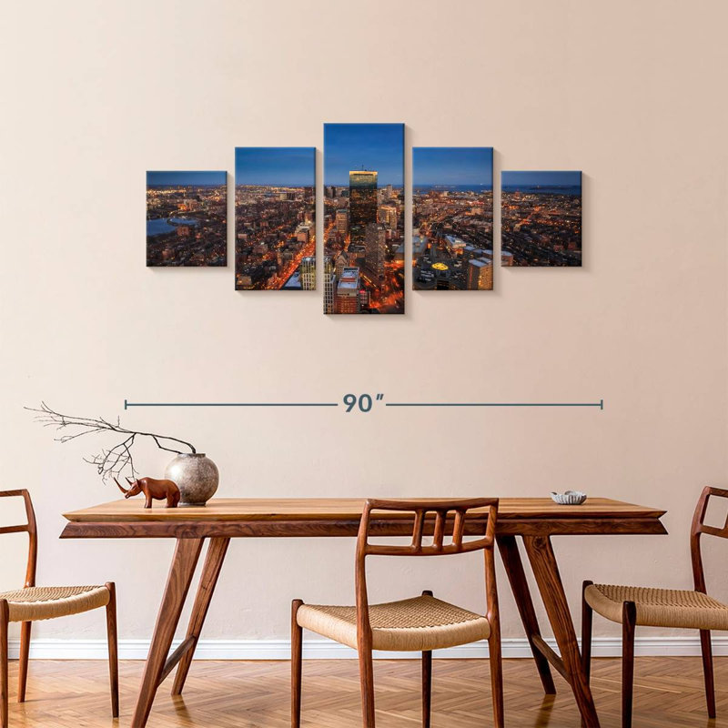 Boston Skyline At Sunset, 36" H x 80" W