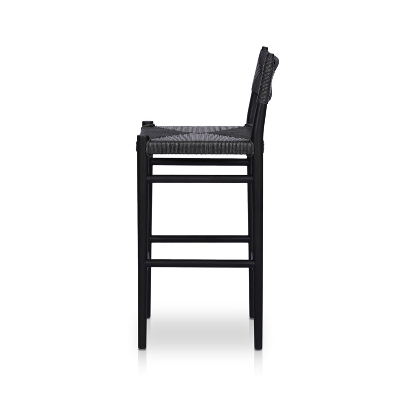 Outdoor Teak Bar Stool, Black, Black, 30"