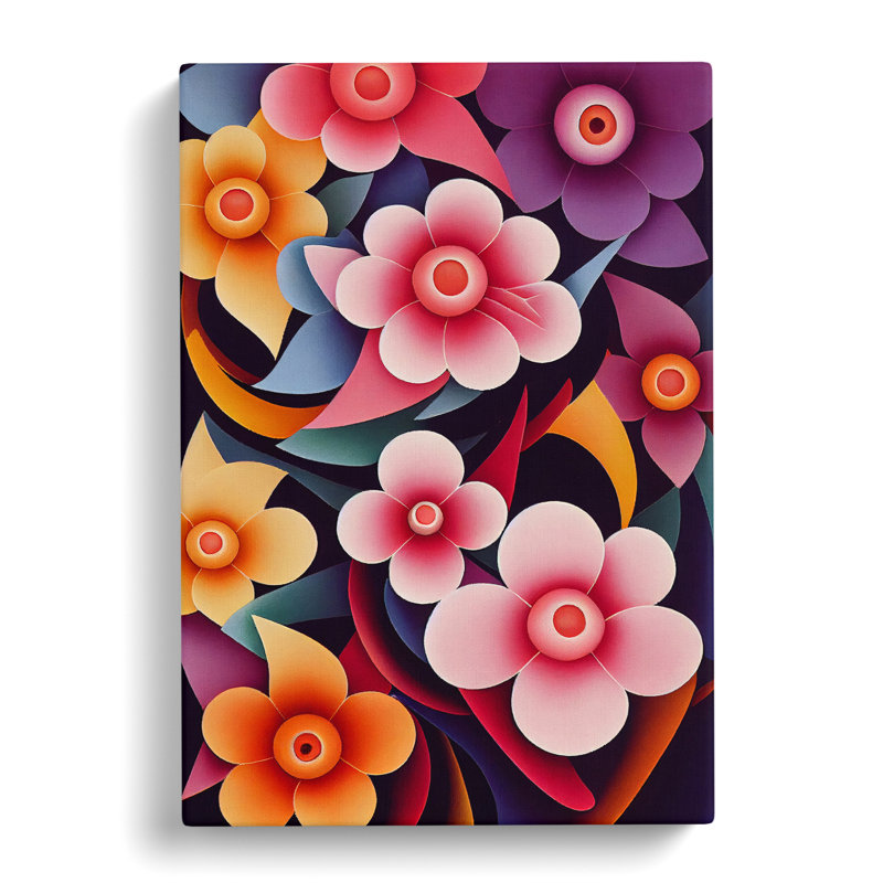 Retro Flowers No.3 - Wrapped Canvas, 50cm H x 35cm W x 3cm D