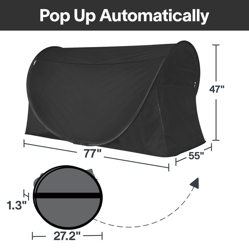 Full-Size Bed Tent with 2 LED Light Strips - Easy to Assemble, Portable 90% Blackout Canopy, Breathable with Two Doors, Enhances Bedroom Privacy and Decor