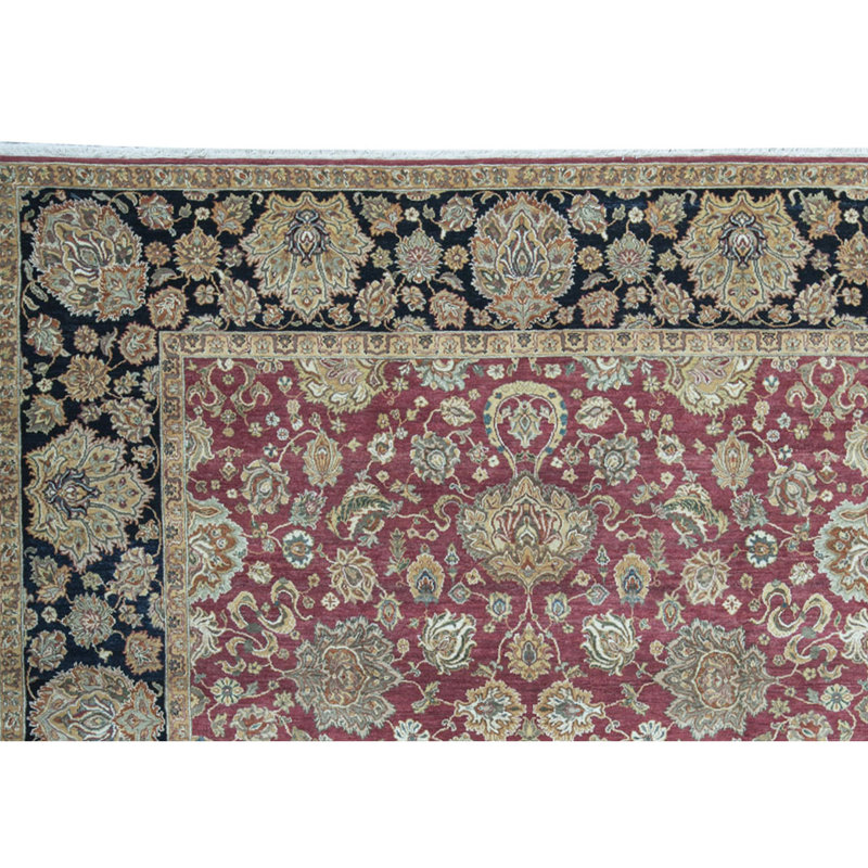Tapis rose et noir de haute qualité noué à la main, Rectangle 6'2" x 9'2"