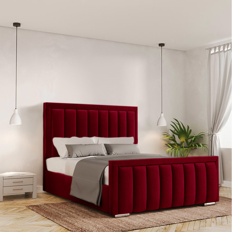Bhopal Upholstered Ottoman Storage Bed, Red, Single (3')