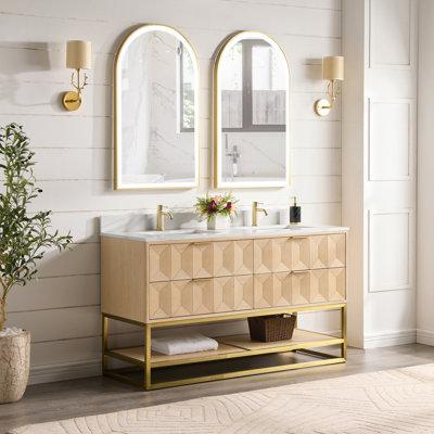 Milagro 60'' Free Standing Double Bathroom Vanity with Quartz Top
