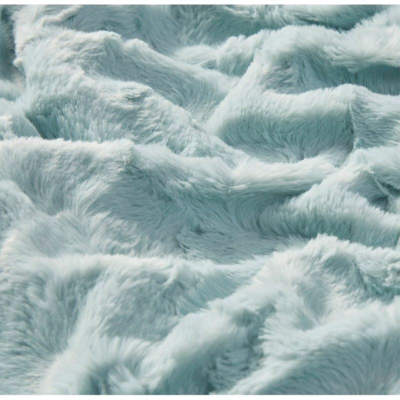 Jeté en fausse fourrure surdimensionné, turquoise, Vert
