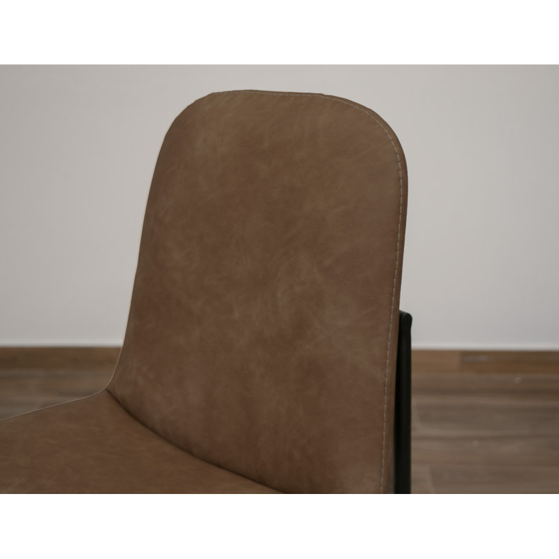 Chaise de bar Revee, fer noir, résistante à l'eau, Similicuir hickory, Tabouret de comptoir (siège d'une hauteur de 24 p
