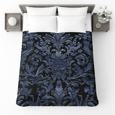 Couvre-lit matelassé à motif floral damassé Ornate