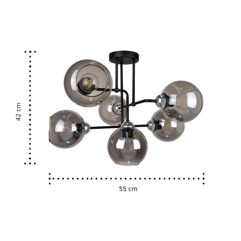 Chillicothe Glass Semi Flush Mount, Black/Silver