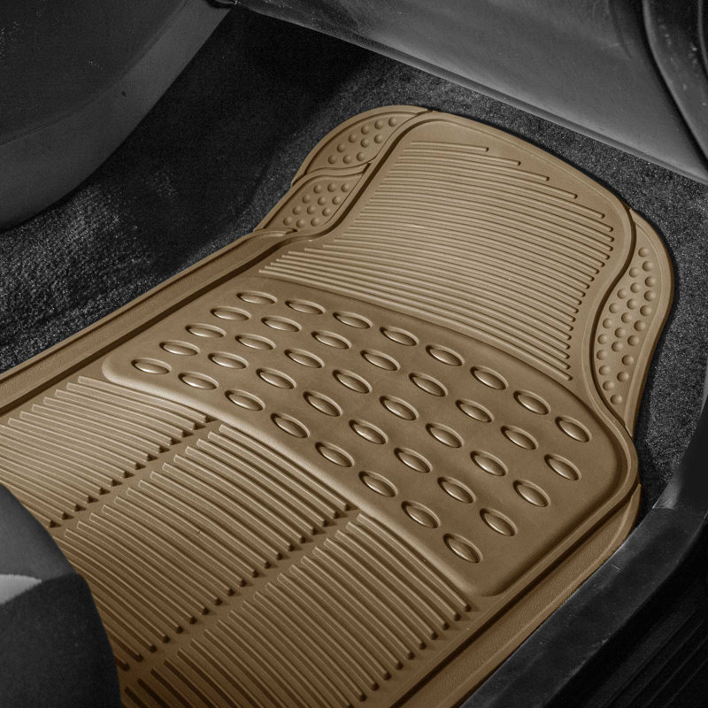 Universal Fit Beige Heavy-Duty Rubber Cargo Floor Mats