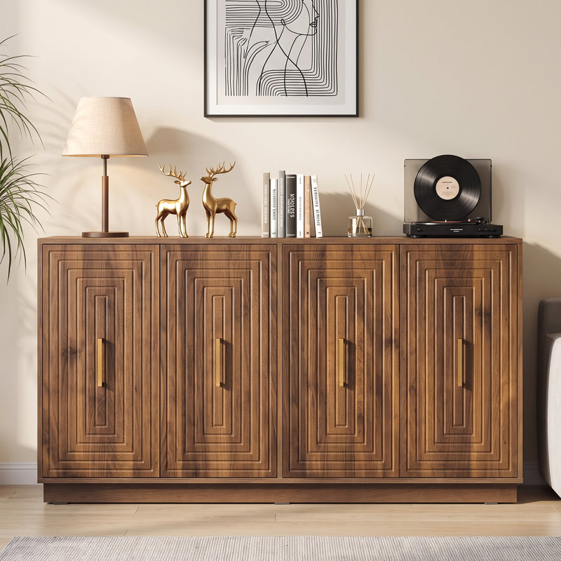 Buffet Cabinet With Doors And Adjustable Shelves, Brown