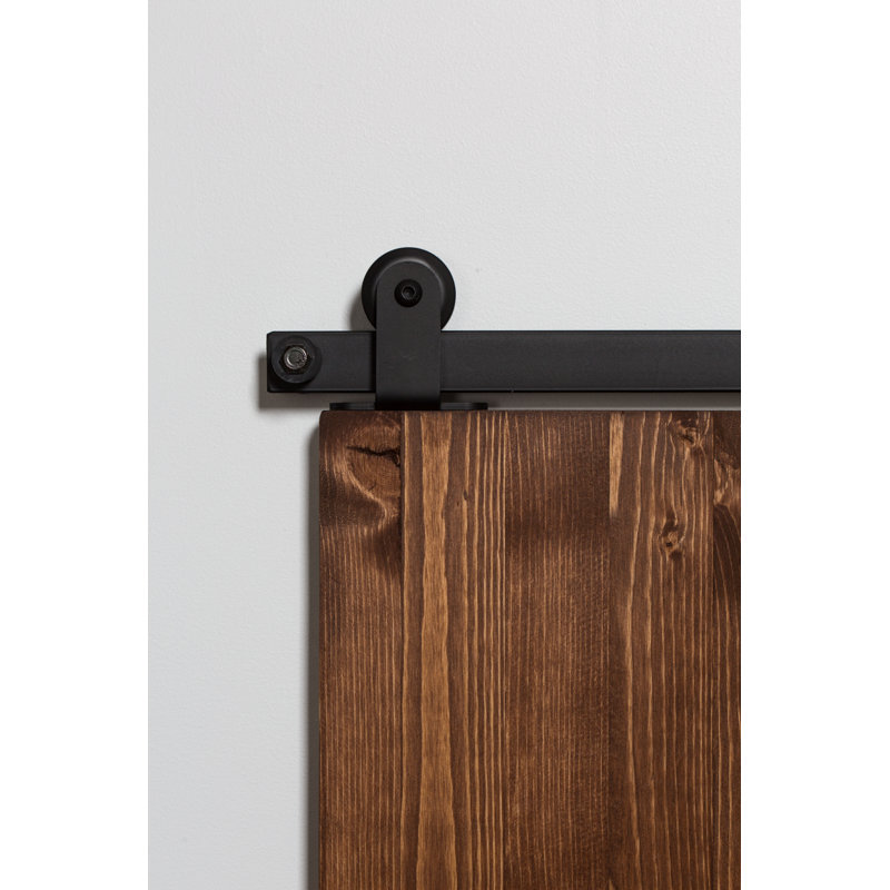 Steel Single Door Barn Door Hardware Kit Standard Single, Black, 84 in.