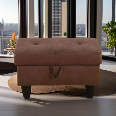 Verona  Brown Flannel Storage Ottoman