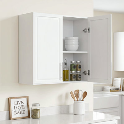 Armoires de salle de lavage 29,5 po, armoires de cuisine avec armoires de salle de bain avec portes Shaker et tablettes réglables, armoires de rangement murales pour salle de lavage, salle de bain, cuisine