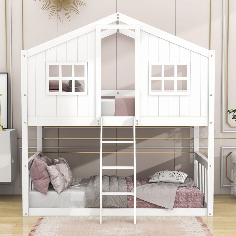 Ronquillo Kids Twin Over Twin Bunk Bed, White