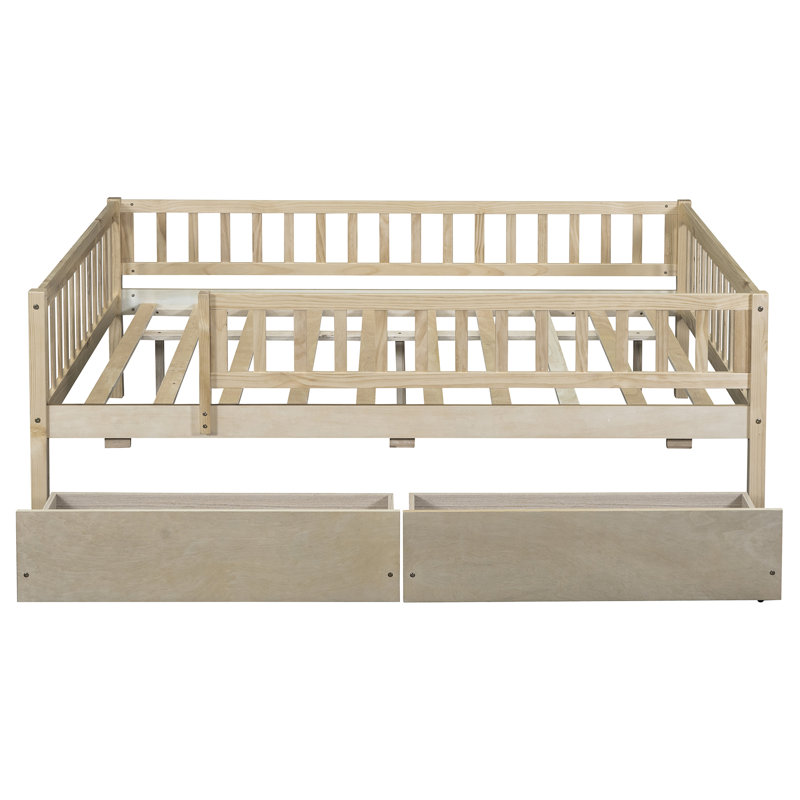 Lit de jour simple avec options de rangement fonctionnelles - Bois massif pour deux tiroirs élégants convenant à un décor moderne