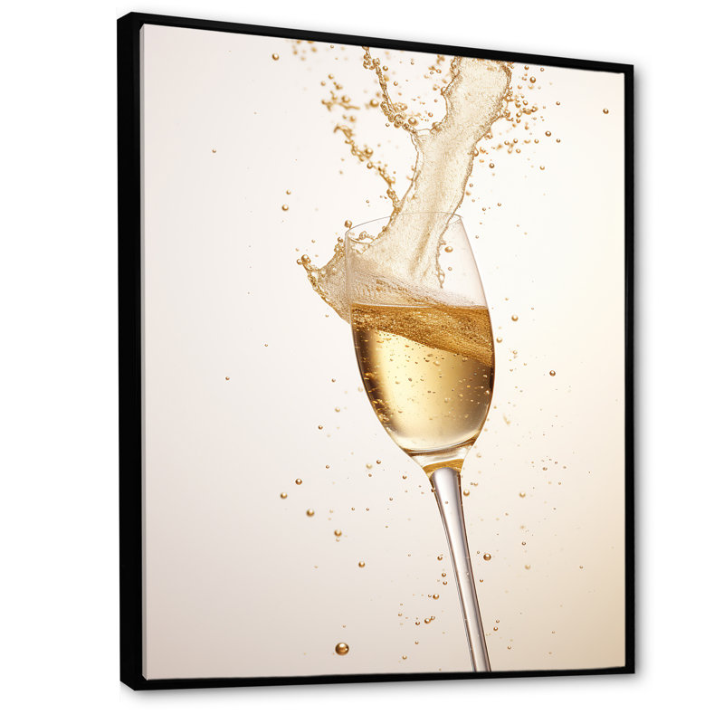 Champagne Spark sur impression sur toile, Cadre flottant noir, H 44 po x l 34 po